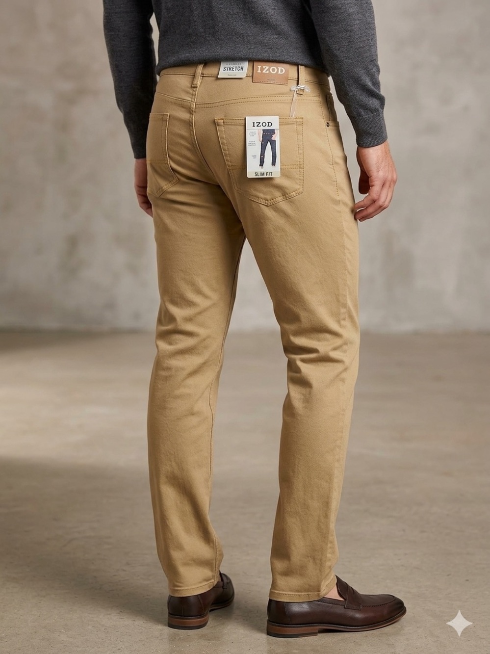 Izod Slim Fit Comfort Stretch Khaki Pants - Tan